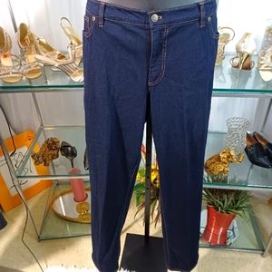 Chaps Daniella Straight Legs Jeans, Size:22W, Dark Blue